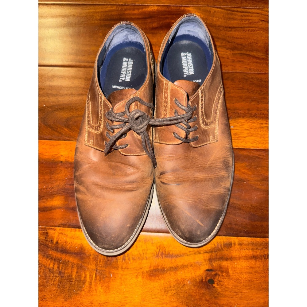 Johnston & Murphy McGuffey Plain Toe Tan Leather Derby Shoes Mens 7M 59-2938